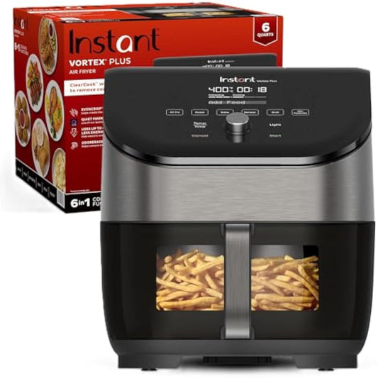 6QT Air Fryer with Odor Erase Technology, 6-in-1 Functions that Crisps, Roasts, Broils, Dehydrates, Bakes & Reheats, 100+In-App Recipes, 1700W,Black