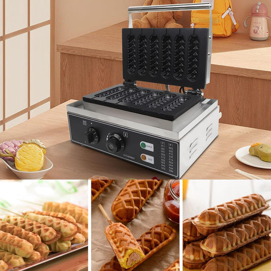 6pcs Waffle Stick Maker, Stainless Steel Waffle Stick Maker Corn Hot Dog Waffle Maker Machine Non-Stick Waffle Irons 50-300? Temp Control