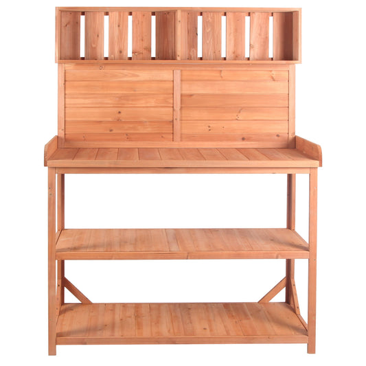 Bybafun 46.9-in x 65-in x 19.3-in Brown Potting Bench