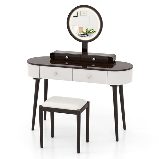 Costway 16.5-in White + Brown Makeup Vanity