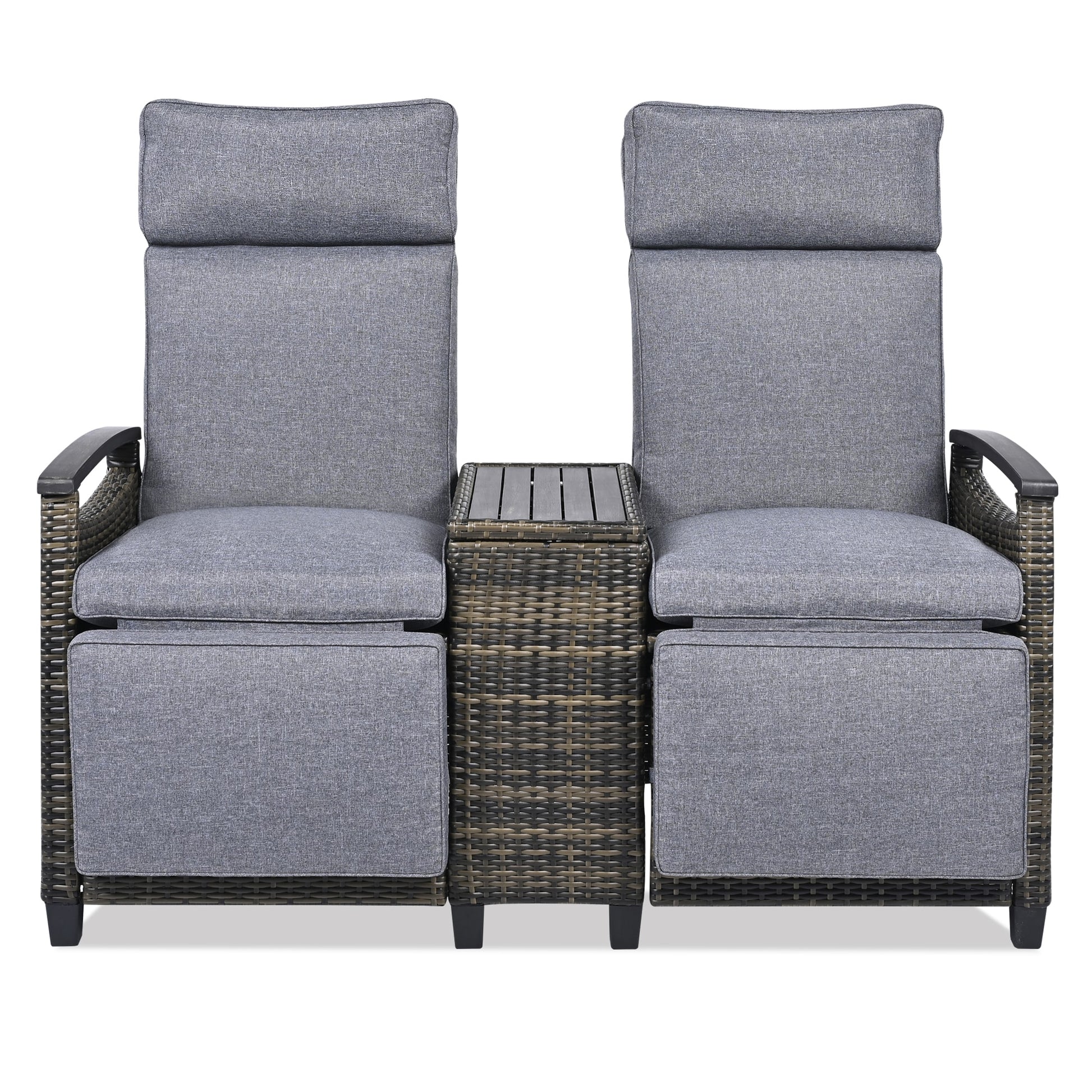Bybafun Patio Conversation Set with Gray Cushions