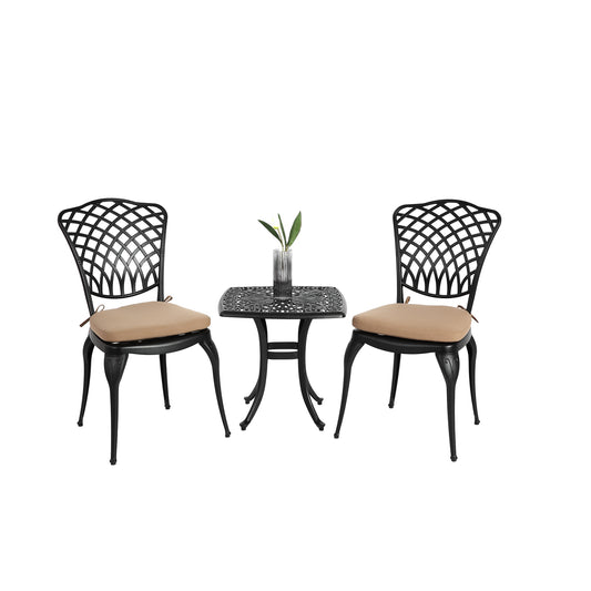 Bybafun 3 -Piece Patio Conversation Set with Brown Cushions