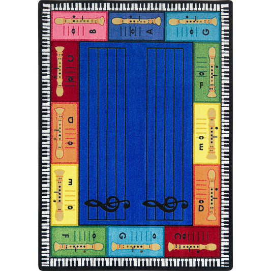 Joy Carpets Recorderiffic 8 x 11 (ft) Tufted Multi Rectangular Indoor Pet Friendly Area rug