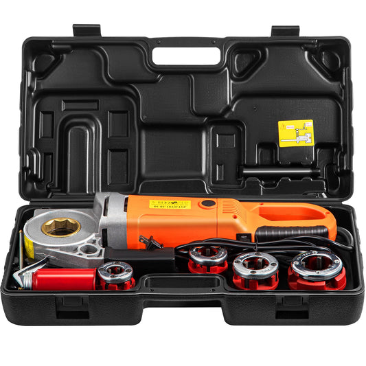 SVOPES Electric Pipe Threader. 2300W Pipe Threading Machine with 4 Dies (1/2inch-1 1/4inch). 110V Hand-held Pipe Threader with Copper Motor. Portable Electric Pipe Threading Kit with Carrying Case