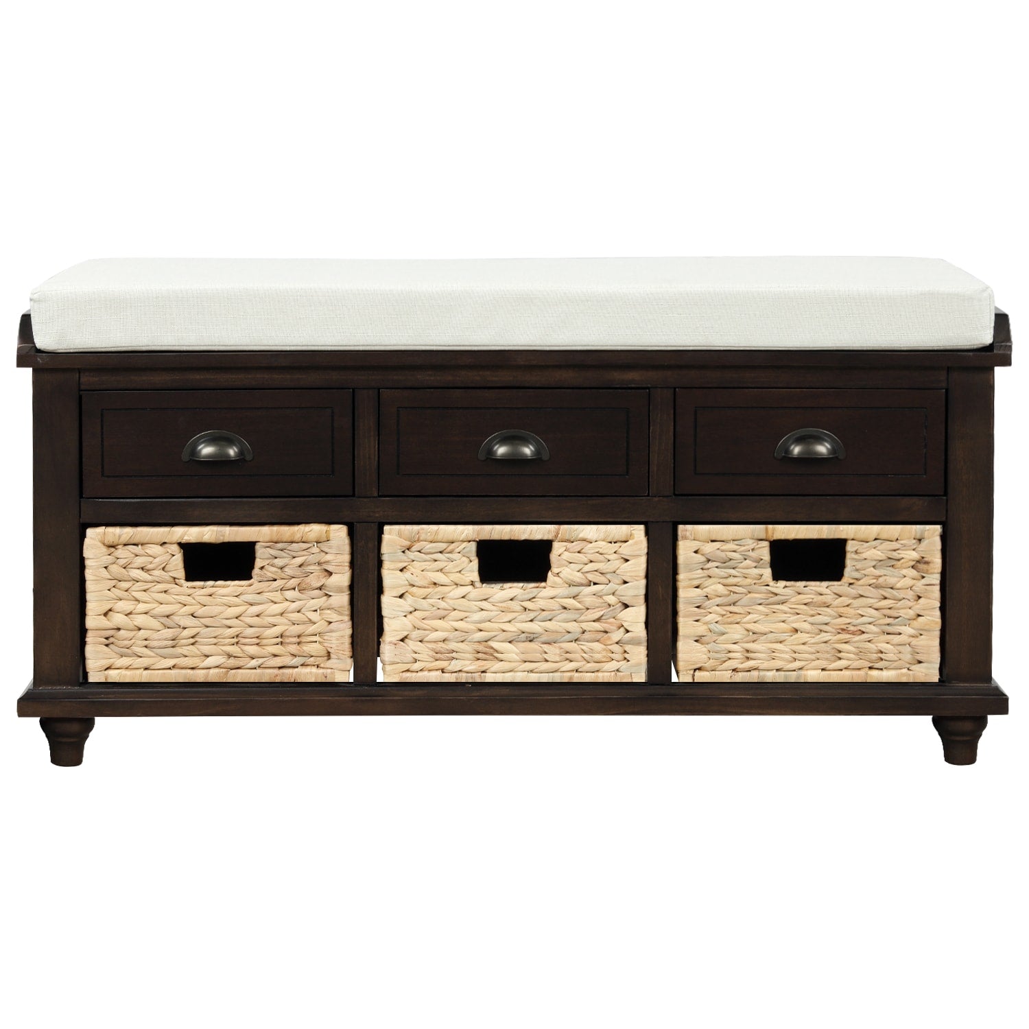 Qualler Modern Espresso Storage Bench with Storage 42.1-in x 15.4-in x 18.7-in