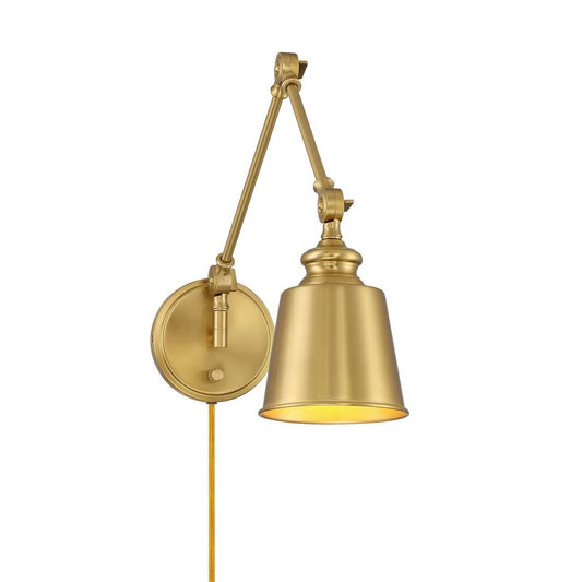 Trade Winds Lighting Adjustable Wall Sconce in Natural Brass