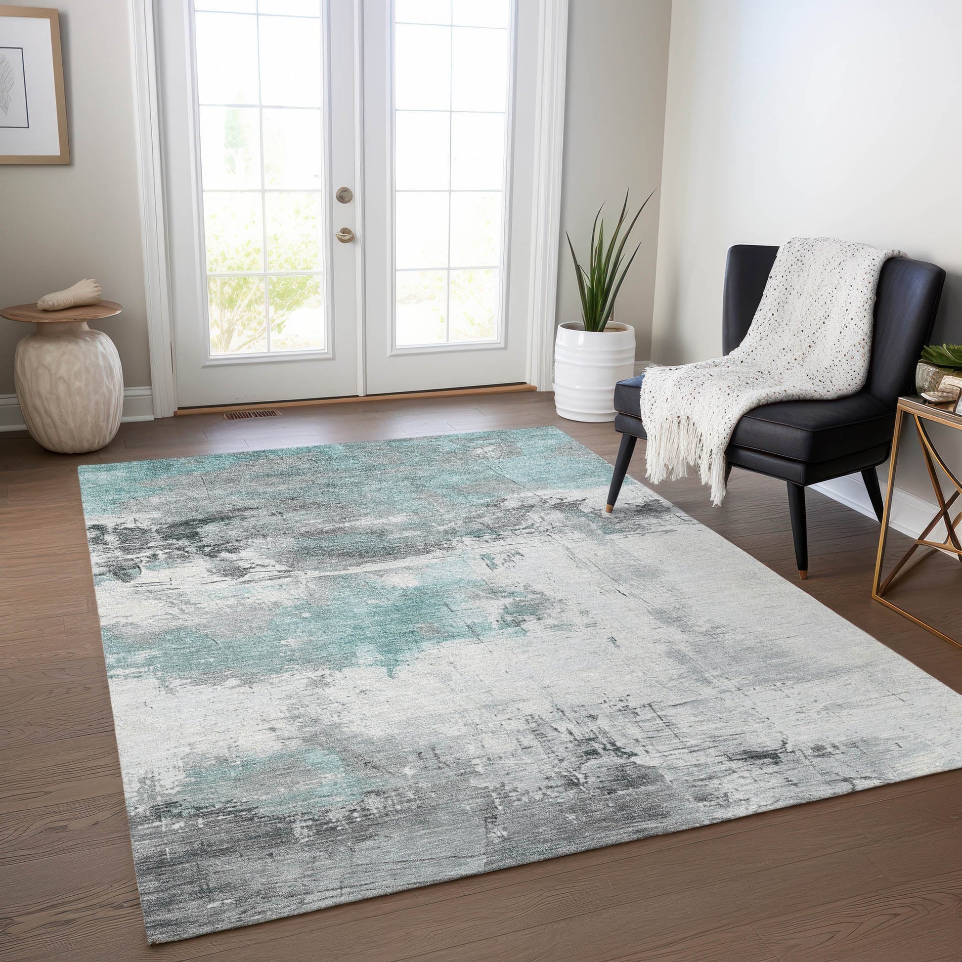 Addison Rugs Chantille ACN1685TE 8 x 10 (ft) Loomed Teal Rectangular Indoor/Outdoor Machine washable Pet Friendly Area rug
