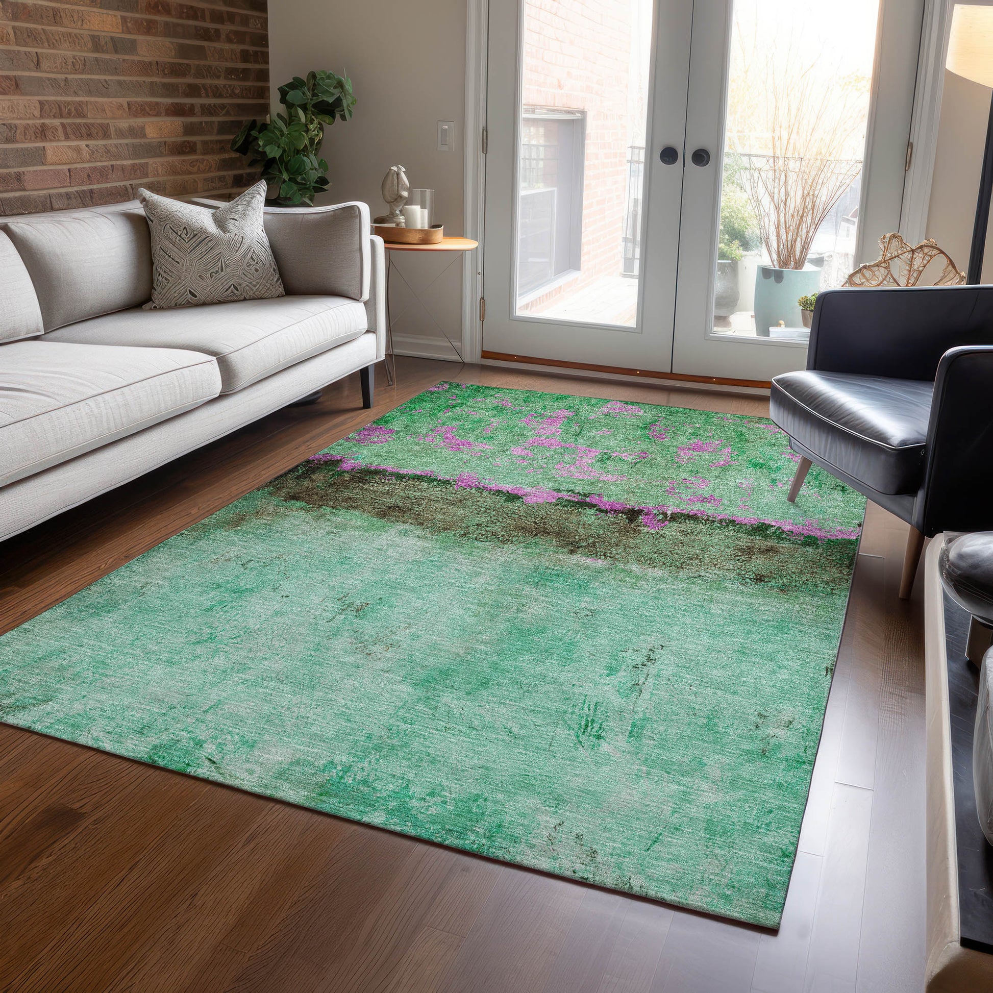 Addison Rugs Chantille ACN1716GE 9 x 12 (ft) Loomed Green Rectangular Indoor/Outdoor Machine washable Pet Friendly Area rug