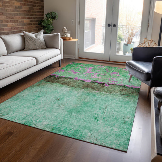 Addison Rugs Chantille ACN1716GE 9 x 12 (ft) Loomed Green Rectangular Indoor/Outdoor Machine washable Pet Friendly Area rug