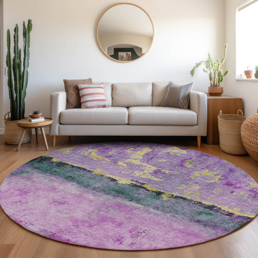 Addison Rugs Chantille ACN1716PM 8 x 8 (ft) Loomed Plum Round Indoor/Outdoor Machine washable Pet Friendly Area rug