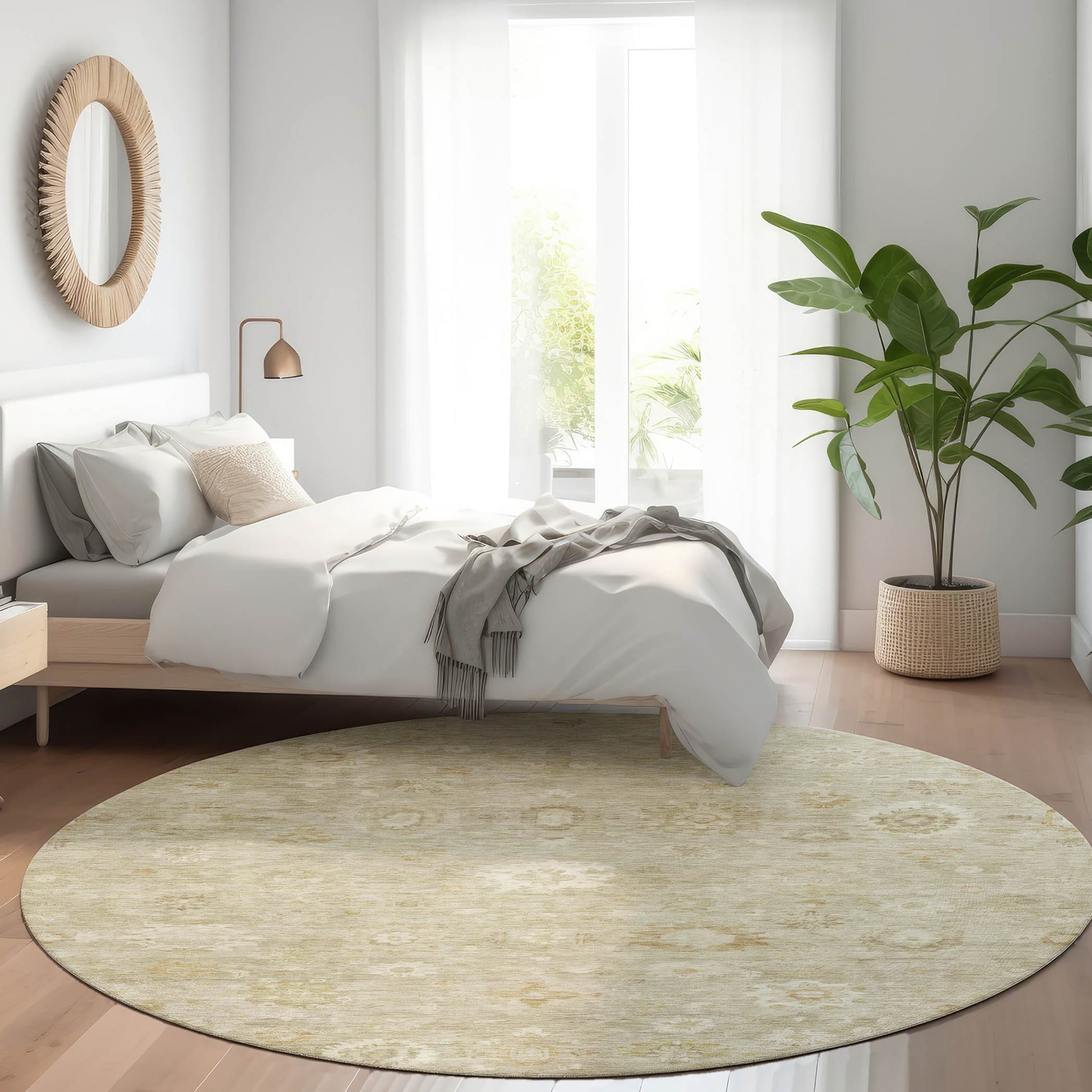 Addison Rugs Chantille ACN1770BG 8 x 8 (ft) Loomed Beige Round Indoor/Outdoor Machine washable Pet Friendly Area rug