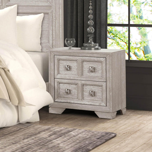 Furniture of America Light Gray Poplar 2 -Drawer 26-in W x 26.5-in H Modern Nightstand