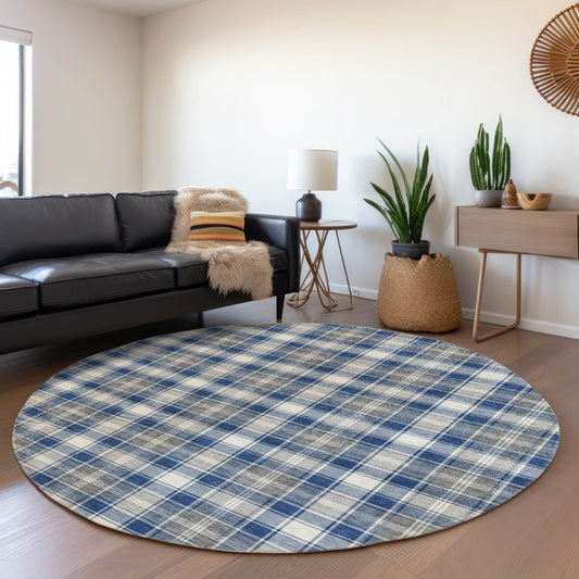 Addison Rugs Chantille ACN1817NA 8 x 8 (ft) Loomed Navy Round Indoor/Outdoor Machine washable Pet Friendly Area rug