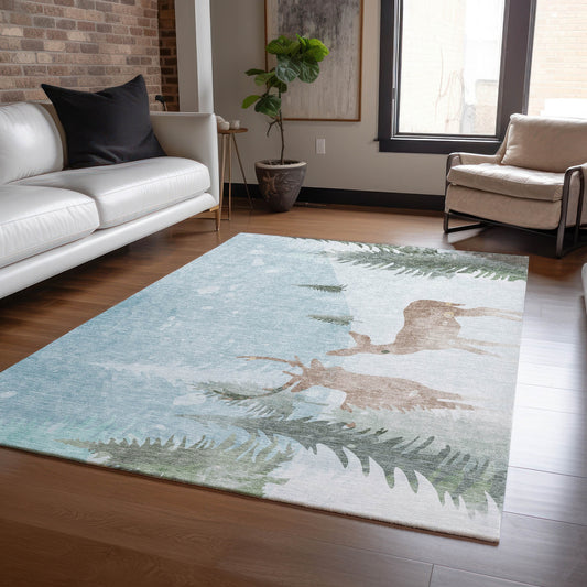 Addison Rugs Chantille ACN1821SK 8 x 10 (ft) Loomed Sky Rectangular Indoor/Outdoor Machine washable Pet Friendly Area rug