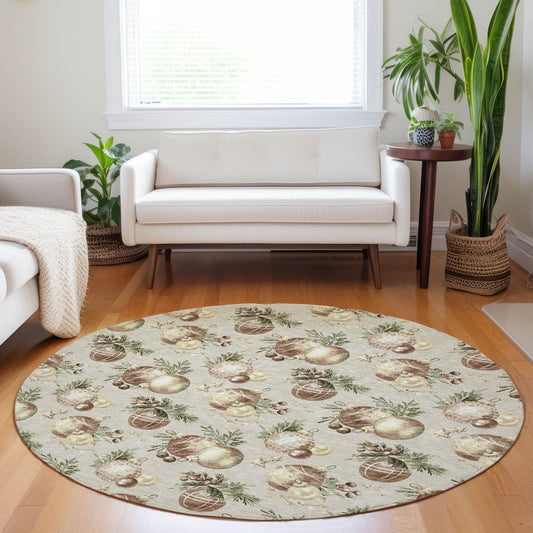 Addison Rugs Chantille ACN1828BG 8 x 8 (ft) Loomed Beige Round Indoor/Outdoor Machine washable Pet Friendly Area rug