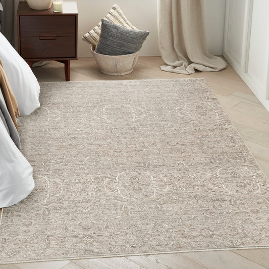 Nourison Home 5 x 7 (ft) Loomed Grey Rectangular Indoor Medallion Farmhouse/Cottage Area rug