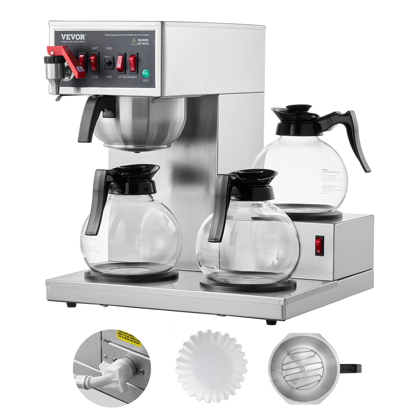 VEVOR Commercial Drip Coffee Maker 12 -Cup Commercial Drip coffee maker ( Silver )