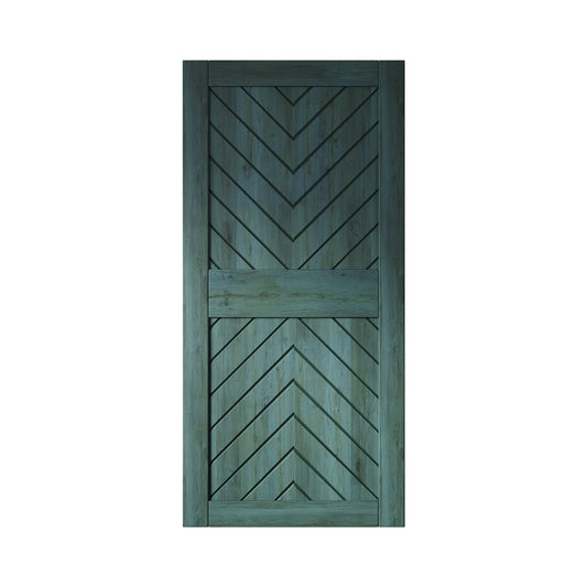 HOMACER 40-in x 84-in Royal Pine Herringbone Pine Wood Solid core Single Barn Door (Hardware Not Included)