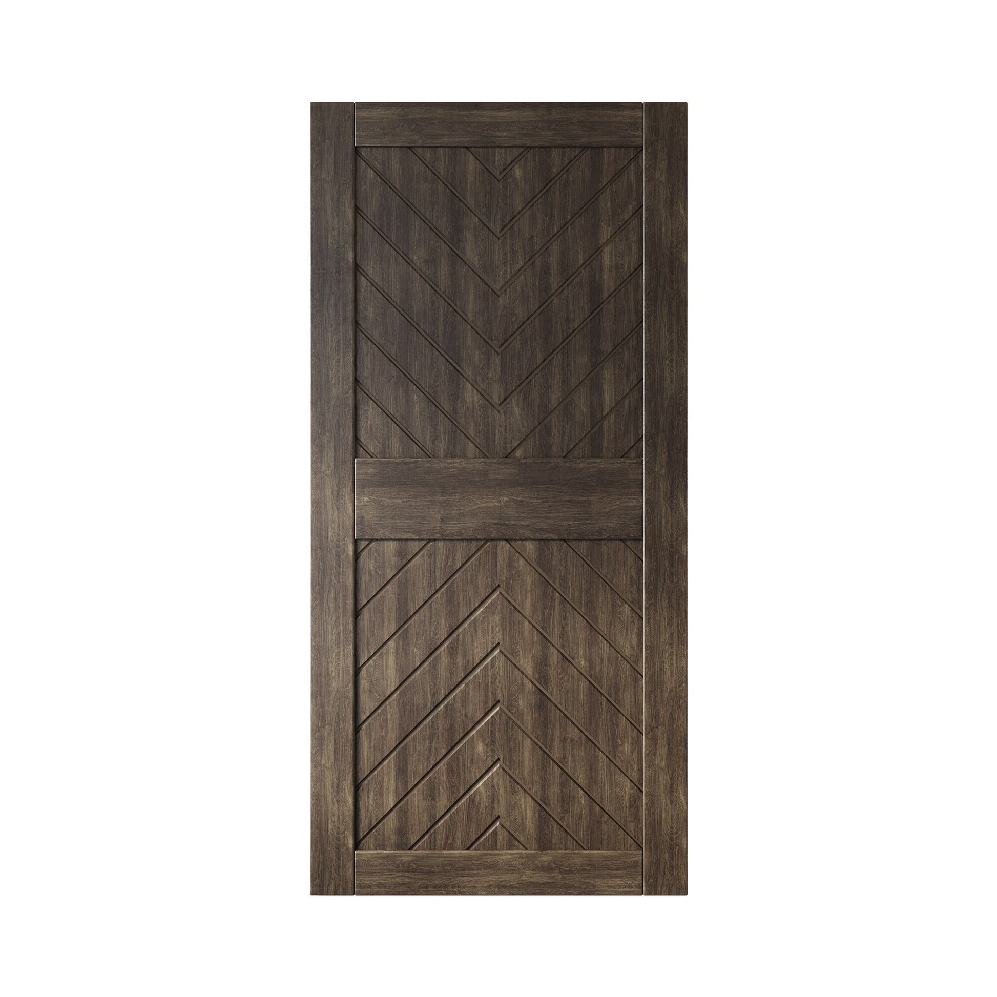 HOMACER 32-in x 84-in Ebony Herringbone Pine Wood Solid core Single Barn Door (Hardware Not Included)