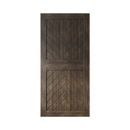 HOMACER 32-in x 84-in Ebony Herringbone Pine Wood Solid core Single Barn Door (Hardware Not Included)