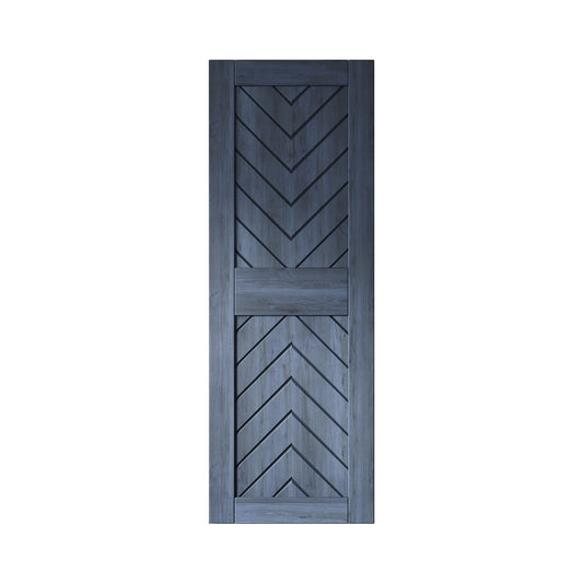 HOMACER 30-in x 84-in Navy Herringbone Pine Wood Solid core Single Barn Door (Hardware Not Included)