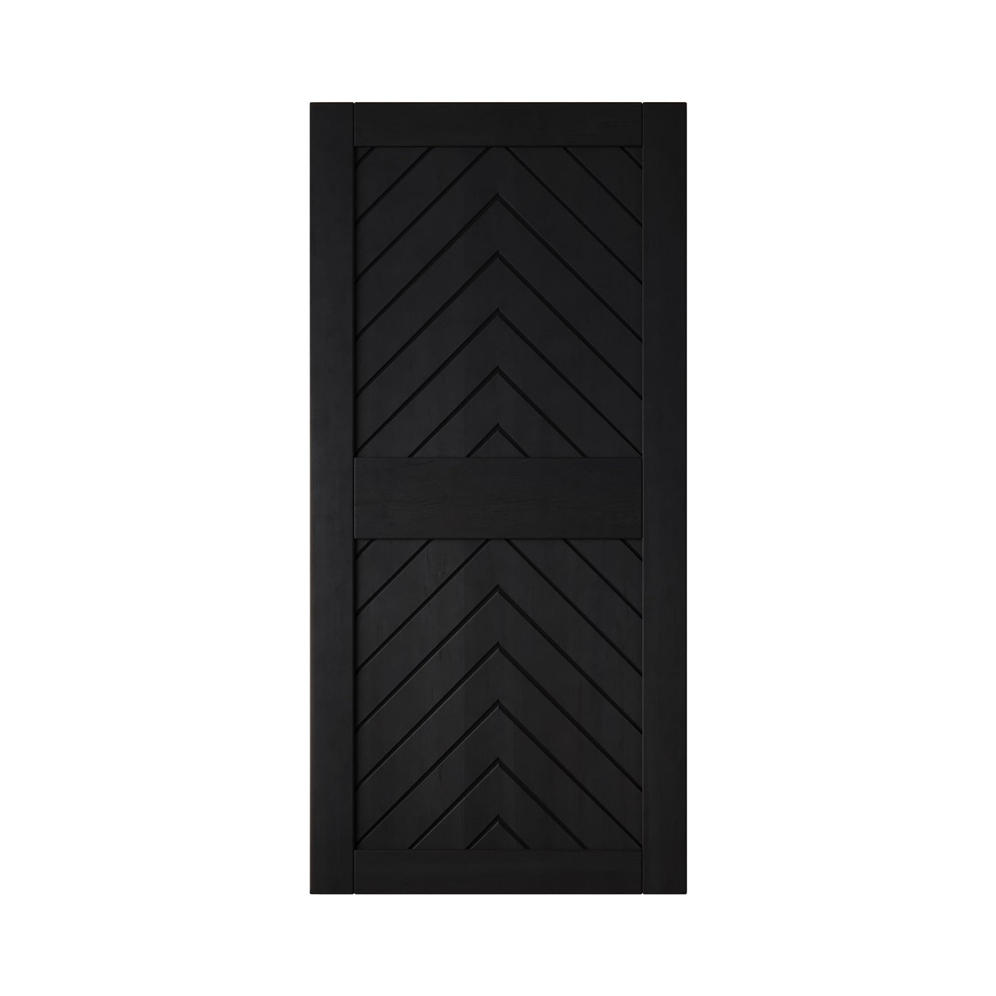HOMACER 32-in x 84-in Black Herringbone Pine Wood Solid core Single Barn Door (Hardware Not Included)
