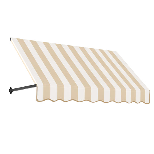 Awntech Dallas Retro 100.5-in Wide x 36-in Projection x 18-in Height Fabric Linen/White Stripe Striped Fixed Window/Door Awning