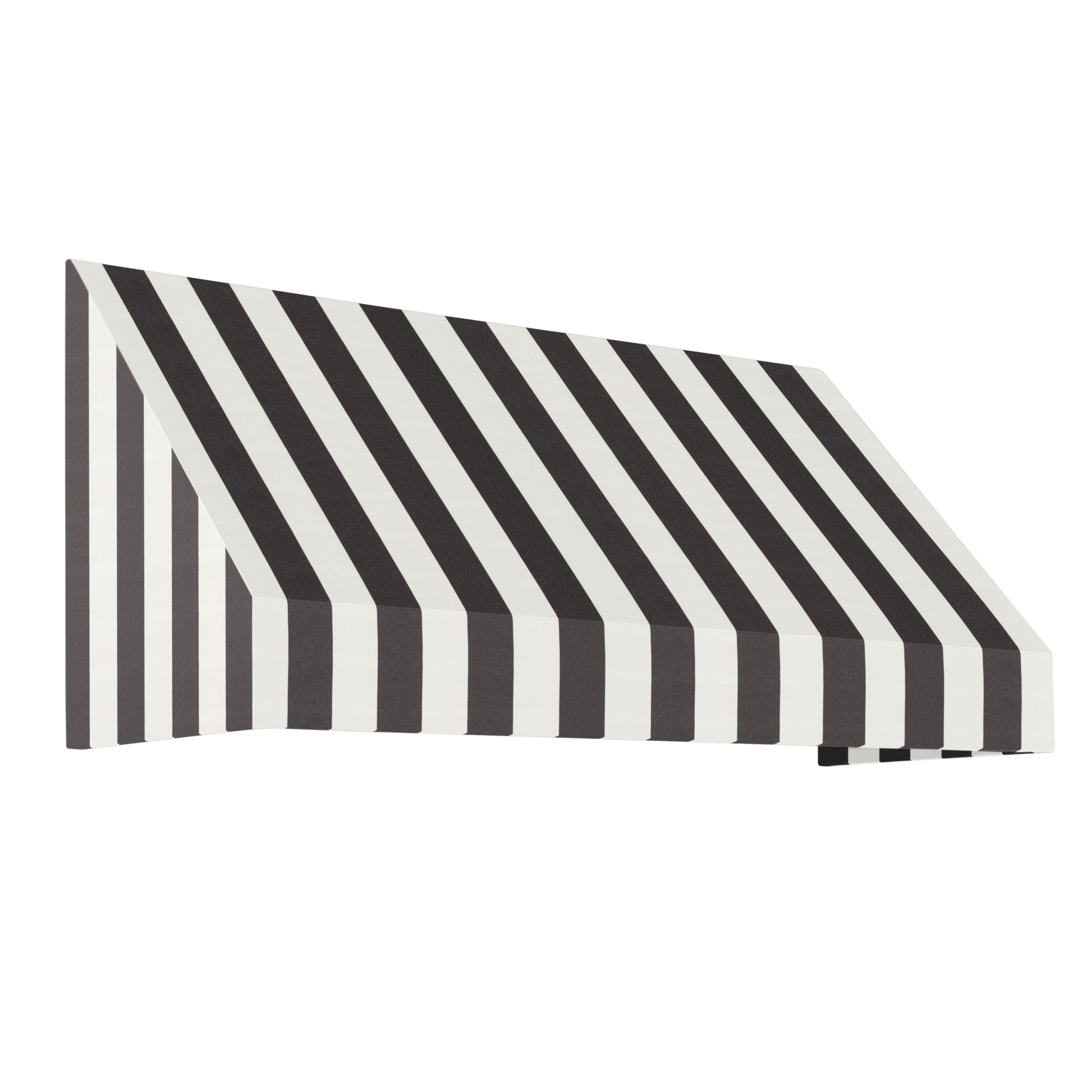 Awntech New Yorker 64.5-in Wide x 24-in Projection x 31-in Height Fabric Black/White Stripe Striped Fixed Window/Door Awning