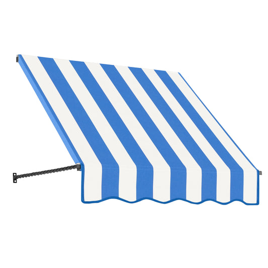 Awntech Santa Fe 52.5-in Wide x 24-in Projection x 31-in Height Fabric Bright Blue/White Stripe Striped Fixed Window/Door Awning