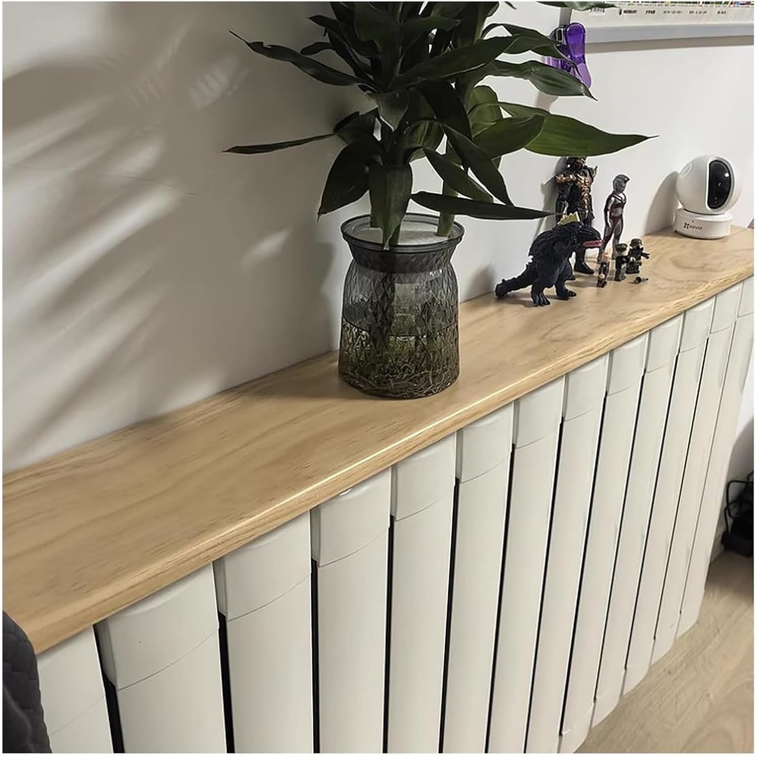 Radiator cover with ventilation slats， Wooden Radiator Top Shelf Studio Small Cover Floating To Go Over with brackets(80x20x2.2cm)