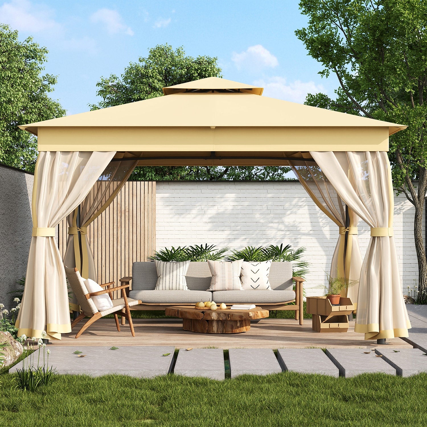 Mondawe 10-ft x 13-ft Khaki Solarium with Soft Top Roof (Screen Included)