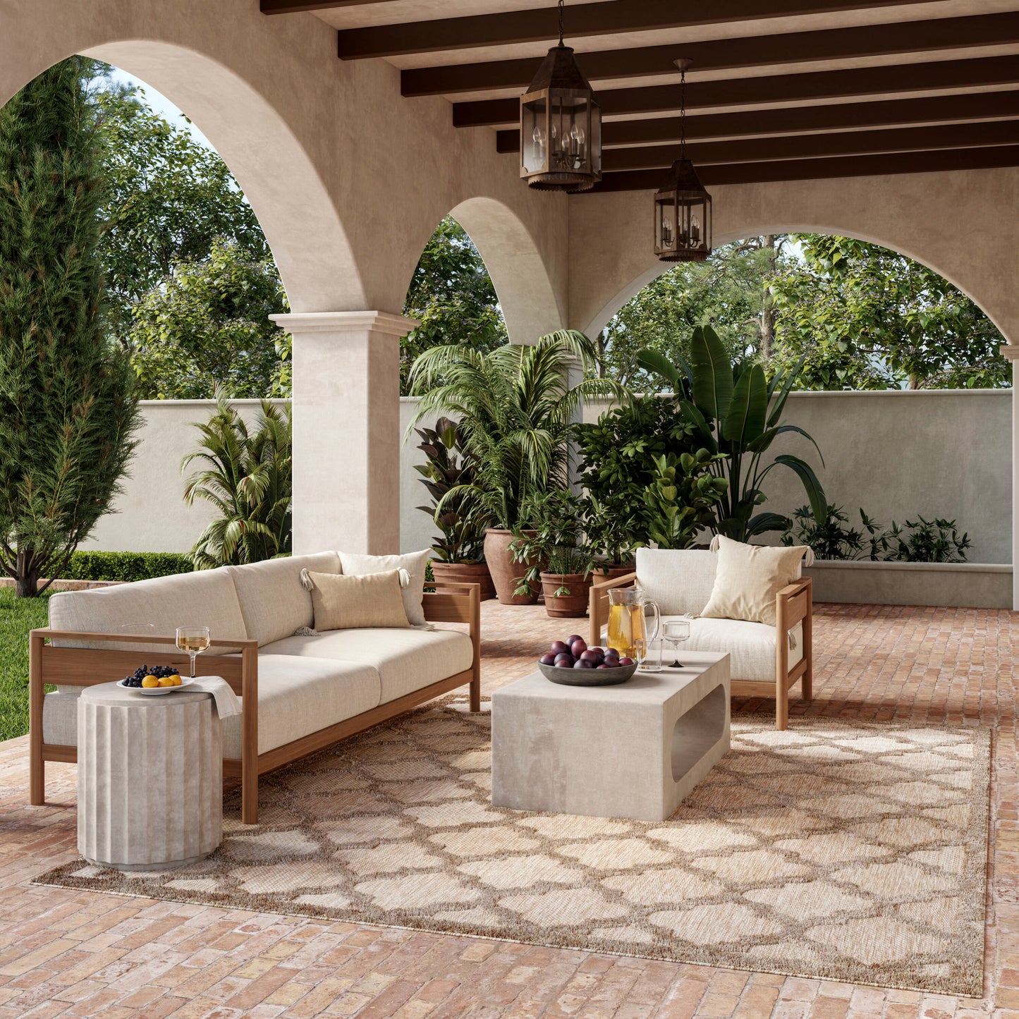 Nourison Home 9 x 12 (ft) Flatweave Natural Beige Rectangular Indoor/Outdoor Trellis Area rug