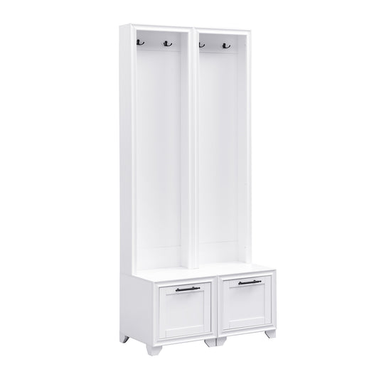 Flynama Modern 31.4-in White Wood Hall Tree