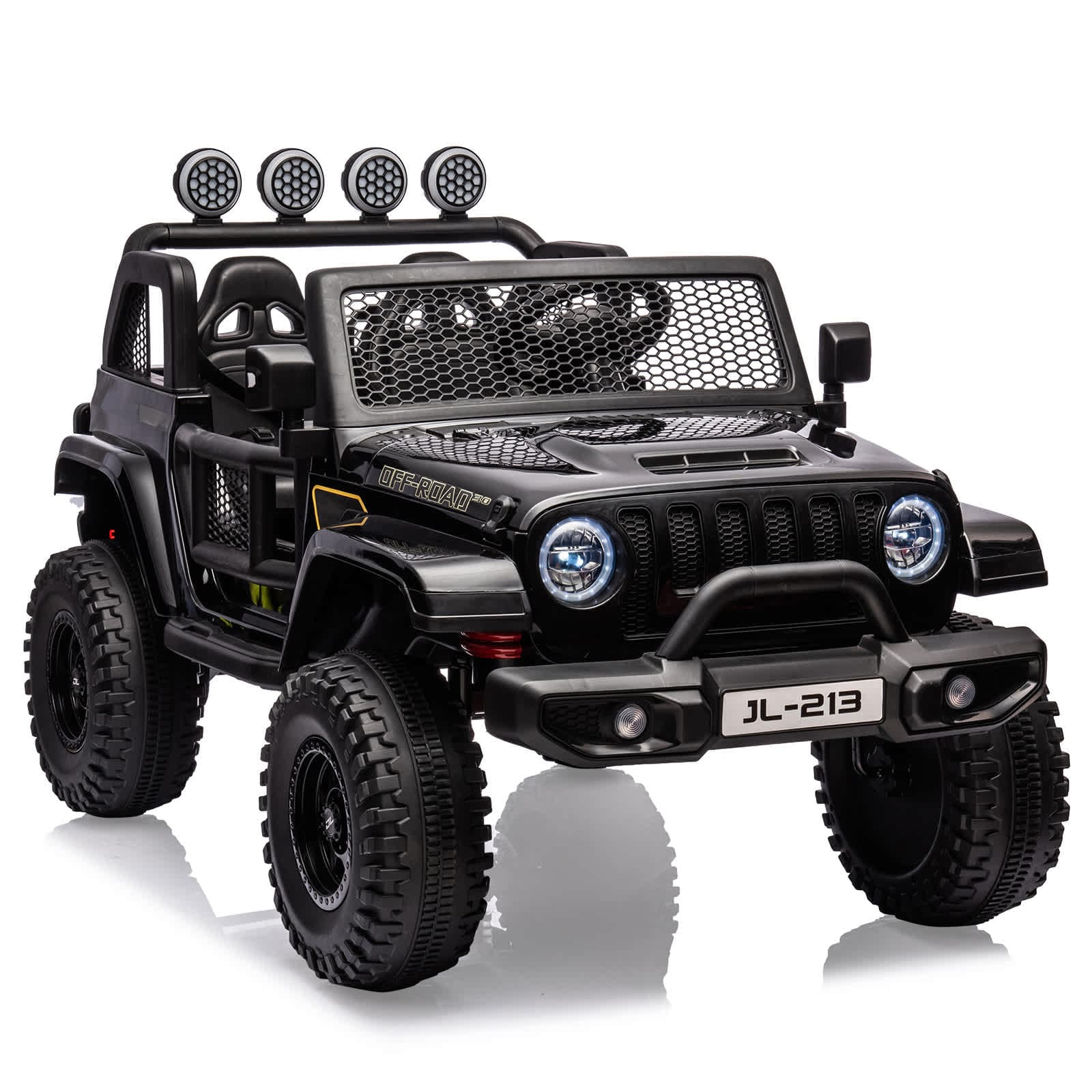 Qeetex 24V 2 Seater Kids Electric Ride On Car With Remote Control Led Lights Music Usb Storage And Powerful Motors Black