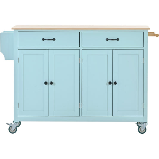 Damerin Green Wood Base with Wood Wood Top Rolling Kitchen Island ( 18.5-in x 54.33-in x 36.22-in )