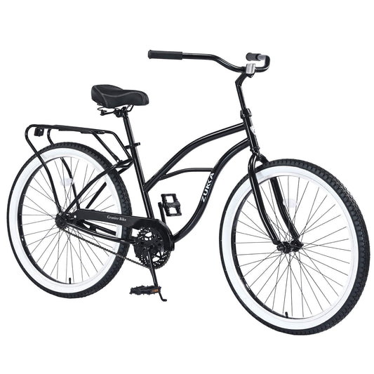 Vynxaria  Black 26 Inch Single Speed Beach Cruiser Bicycle