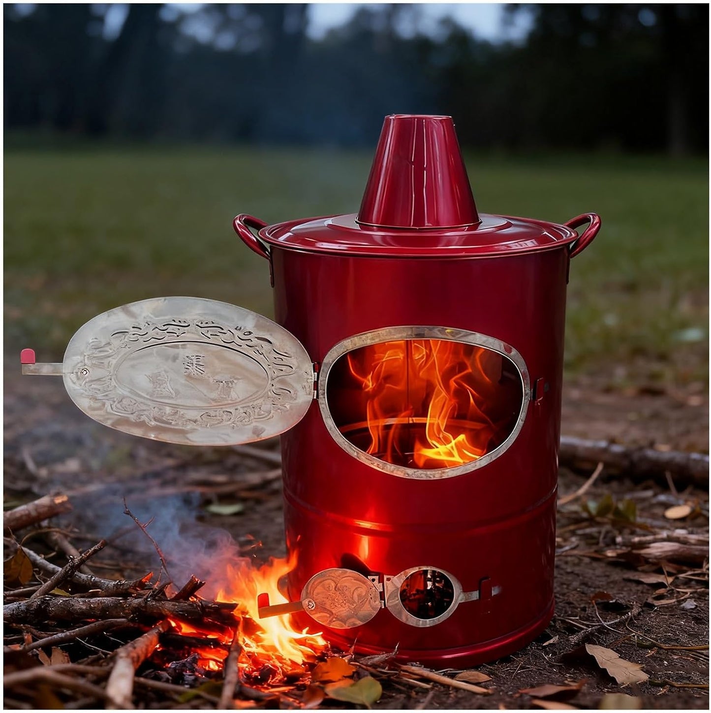 Portable Incinerator Household Stainless Steel Burner Paper Burning Barrel with Chimney Lid for Indoor and Outdoor Gold Burning Barrel Burning Yard Leaves Garbage(44x66cm\/17.3x25.9\u201D)