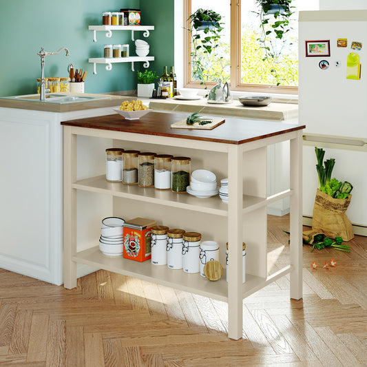 Runesay Black MDF Base with Wood Kitchen Cart ( 31.1-in x 48.23-in x 15-in )