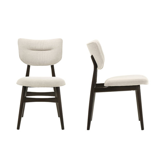 Omax Decor Joss Solid Wood Dining Chairs in Oatmeal Fabric Upholstery Set of 2