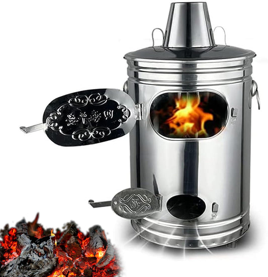 Portable Stainless Steel Incinerator - Outdoor Bin for Burning Yard Waste, Leaves, Garbage, Debris, and Paper (14.5 x 14.5 x 25.9 in)