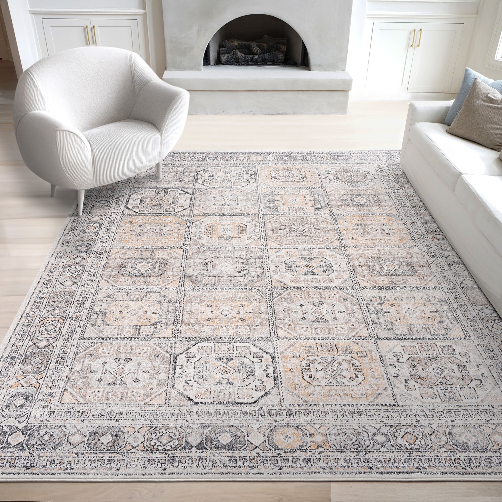 Tayse 9 x 12 (ft) Flatweave Cream Rectangular Indoor Floral/Botanical Oriental Pet Friendly Area rug