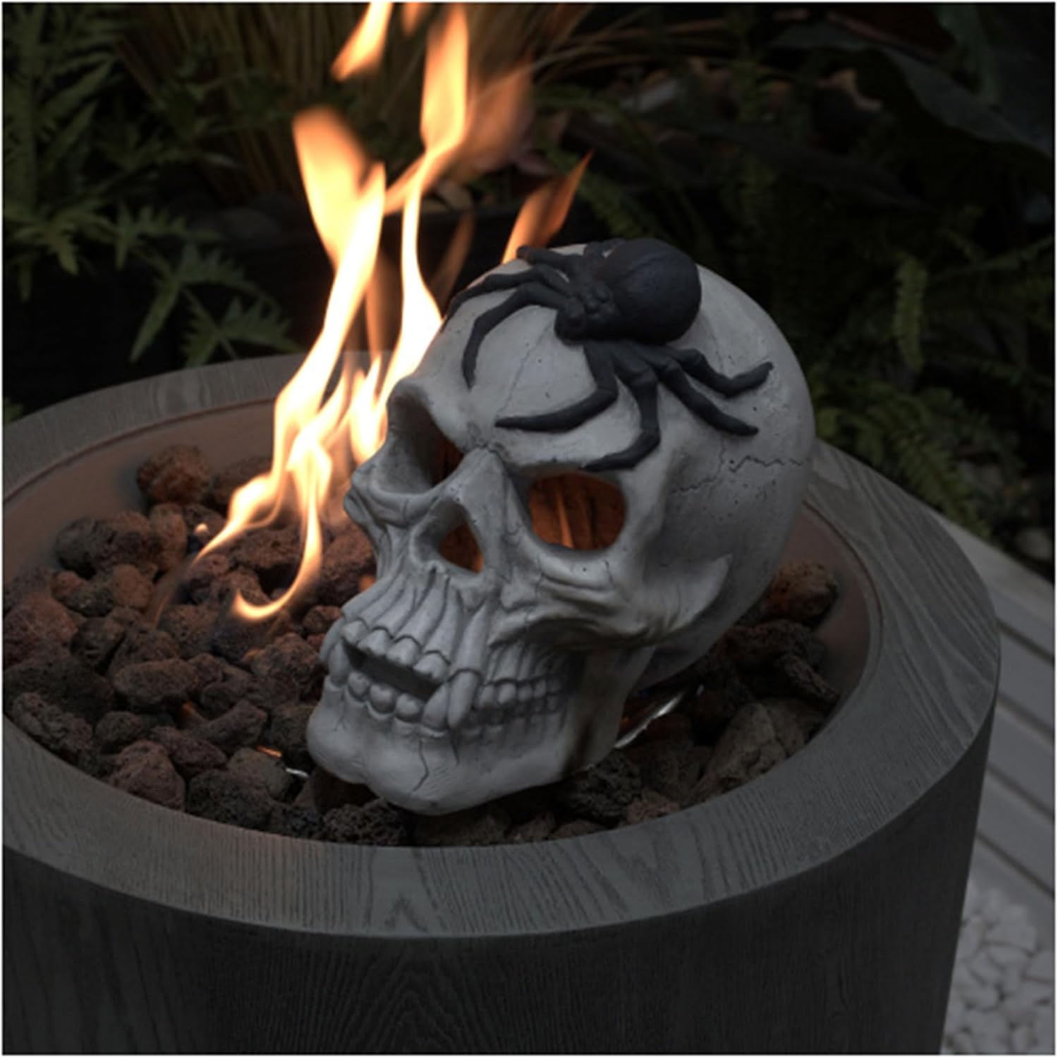 Demon Skull Suitable for Outdoor Fireplace and Fire Pit Halloween Decoration 8.7inch