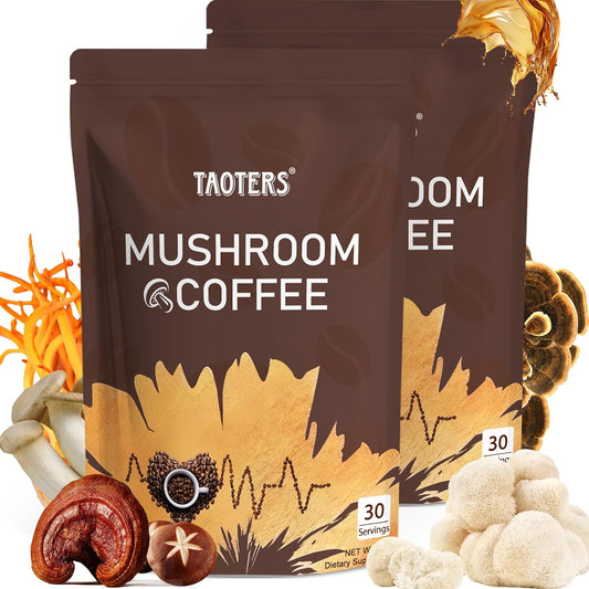 Mushroom Coffee | Enhanced Focus, Boosted Immunity, Improved Energy | 6 Adaptogenic Mushrooms: Cordyceps, Reishi, King Trumpet, Shiitake, Lion's Mane & Turkey Tail | 2 Pack