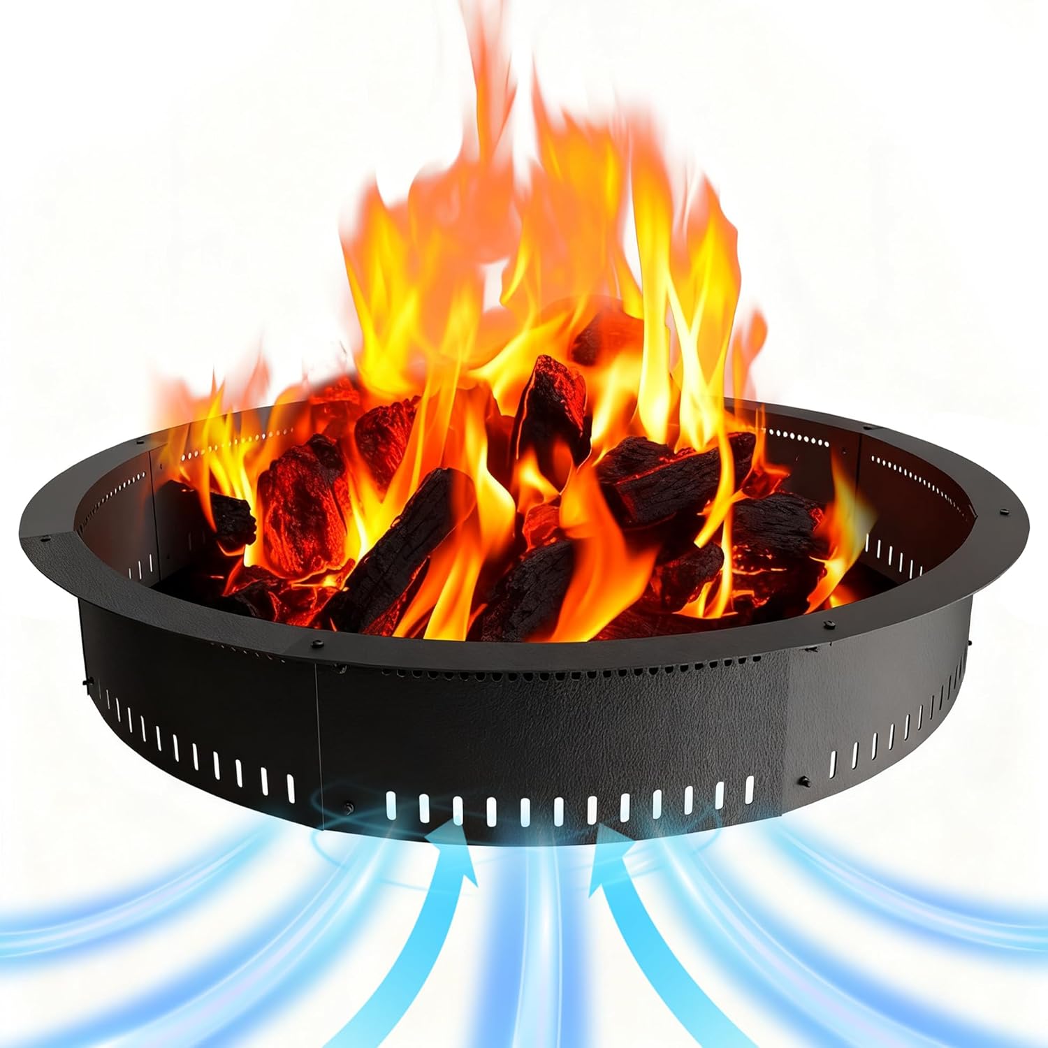 Fire Pit Ring, 40-Inch Outer\/36-Inch Inner Diameter, 9inch Height 1.2mm Thick Fire Pit Insert, Heavy Duty Carbon Steel Liner DIY Campfire Ring Above or In-Ground, for Outdoor Camping (Black, 36)