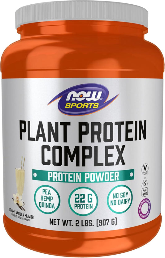 NOW Foods Sports Nutrition, Plant Protein Complex 22 g, Creamy Vanilla Powder, 2-Pound