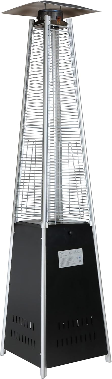 SwingIt 48,000 BTU Pyramid Patio Heater, Quartz Glass Tube Propane Outdoor Heater with Wheels and Protective Cover, Triple Safety Protection, for Home, Backyard & Commercial Spaces, Black