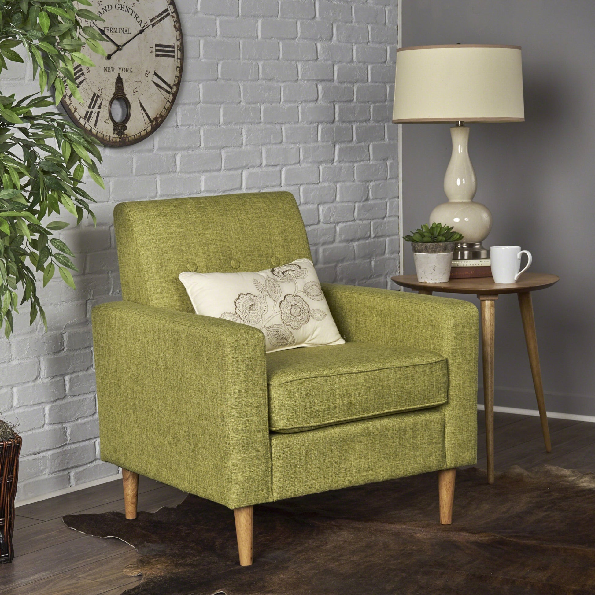 Christopher Knight Home Sawyer Mid Century Modern Muted Green Fabric Club Chair