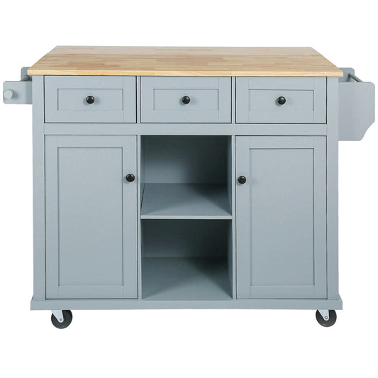Best Selling Home Decor Blue MDF Base with MDF Rolling Kitchen Island ( 29.5-in x 53.1-in x 37.2-in )
