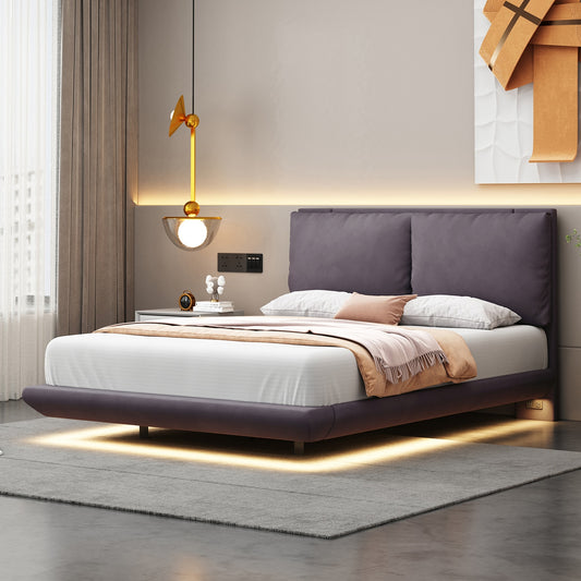 GZMR Full Gray Bed Frame with Headboard