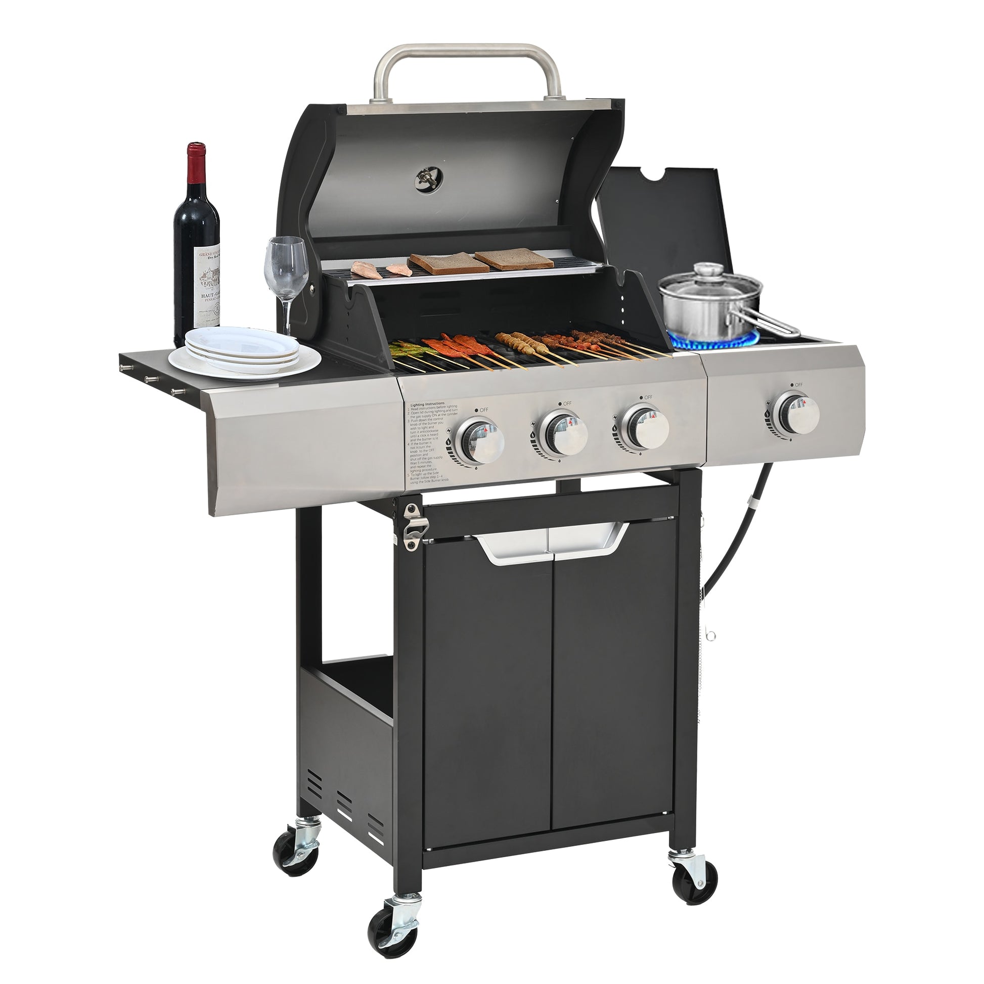 Mondawe Black 3 -Burner Liquid Propane Gas Grill